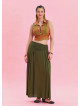 Khaki Bohemian Skirt with Elastic Waist and Drape Detail 4494